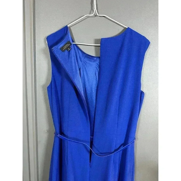 Tahari Arthur S. Levine Royal Blue Sleeveless Lined Polyester Dress Size 12 Belt - Picture 12 of 12